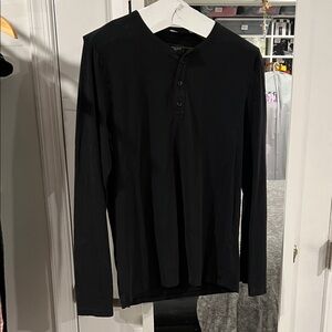 Express Men's Black Henley Long Sleeve Shirt